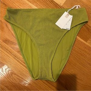Good American Always Fit High Rise Bikini bottoms in Chartreuse